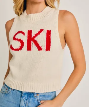 Ski Sweater Top - Cream/Red - FINAL SALE