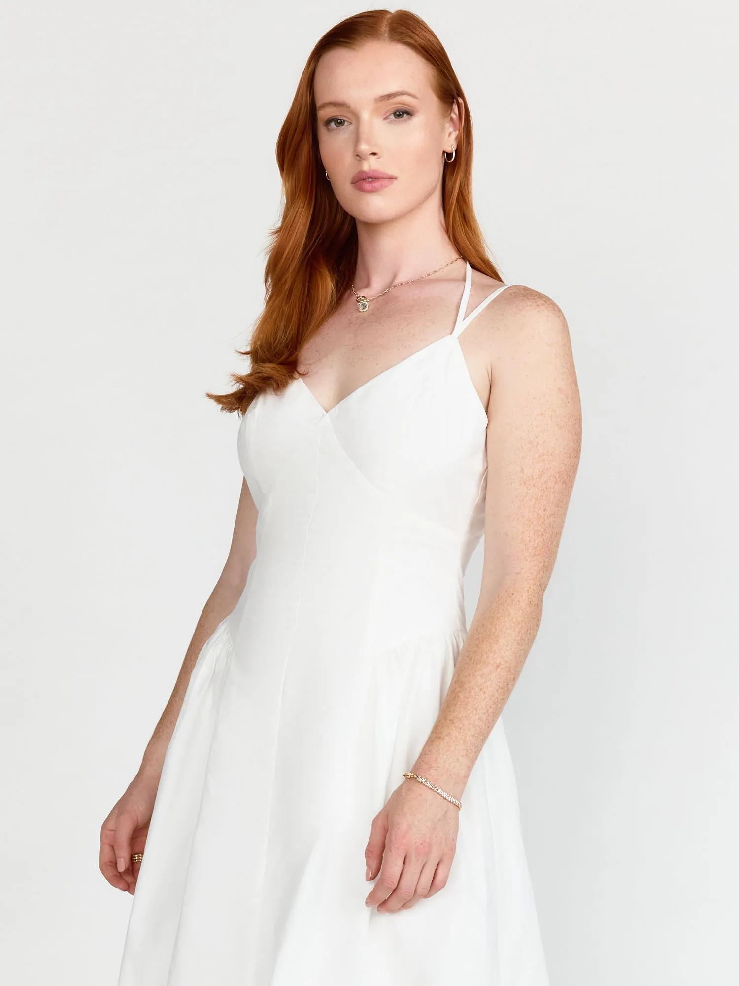 Sleeveless Plunge Corset Midi Dress - Lena