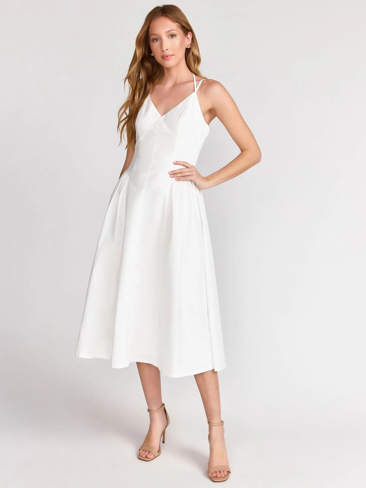 Sleeveless Plunge Corset Midi Dress - Lena