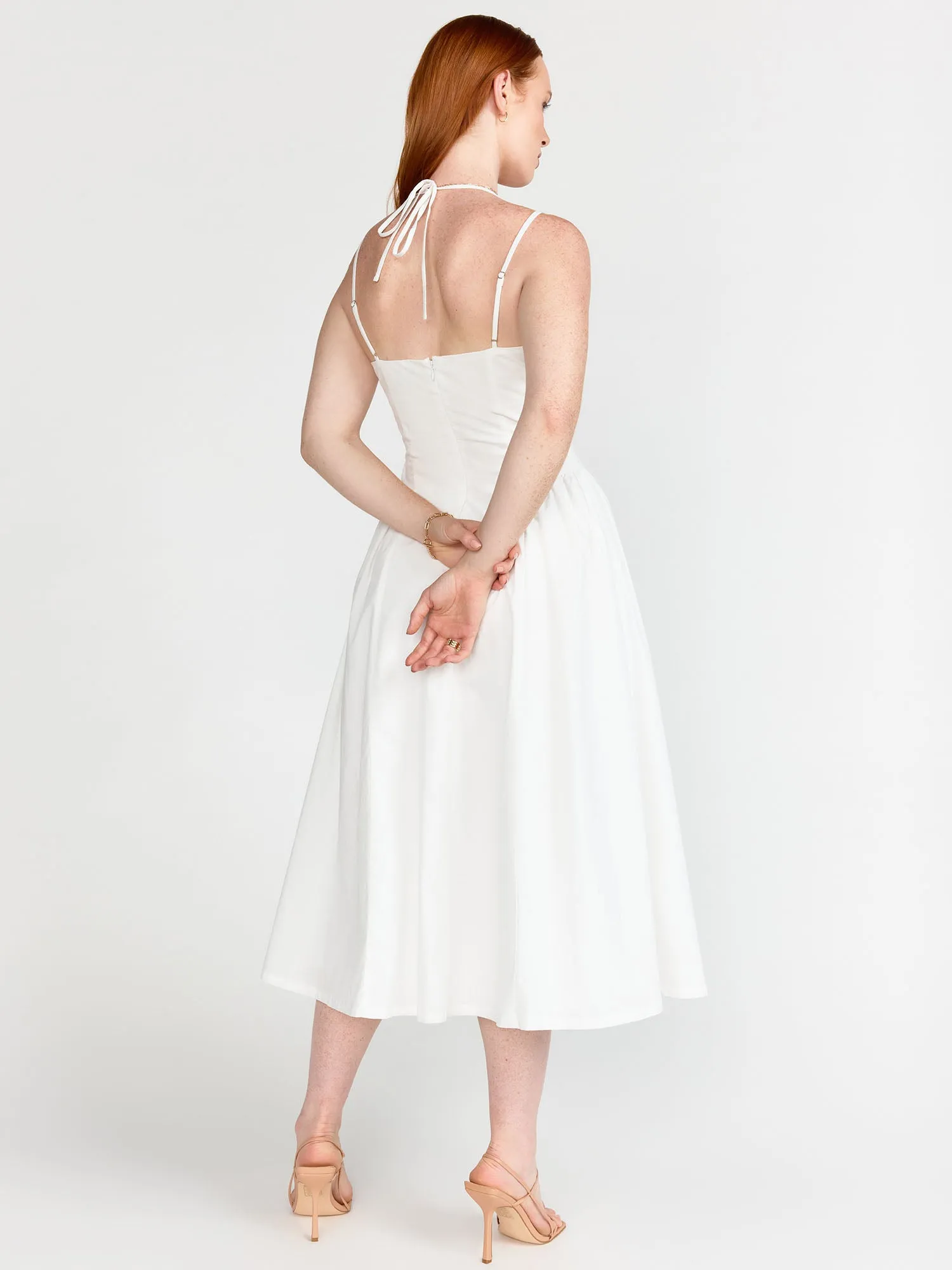 Sleeveless Plunge Corset Midi Dress - Lena