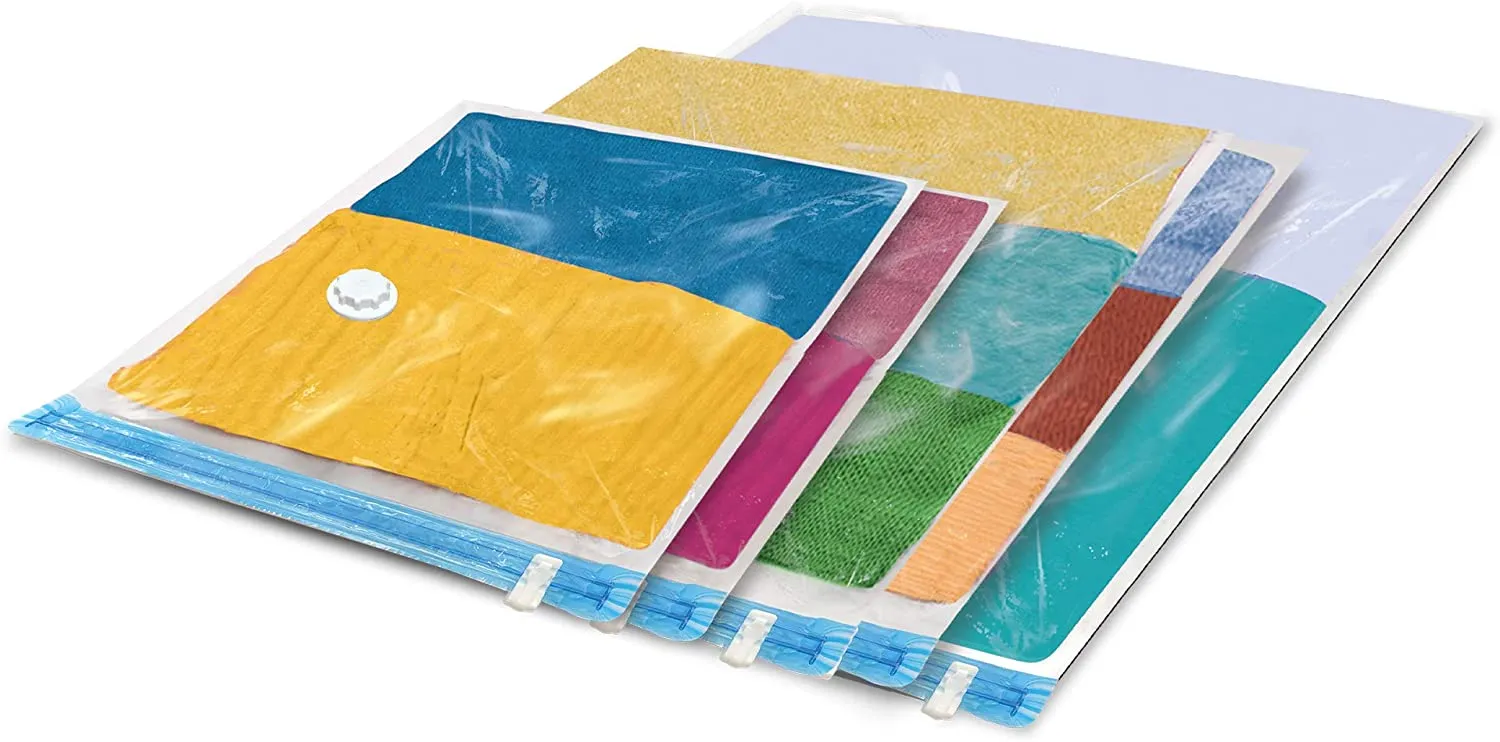SmartBag Cube Instant Space Saver Storage - 4 Bags - Airtight Double Zipper - Vacuum Seal - for Clothing, Pillows, and More Organization