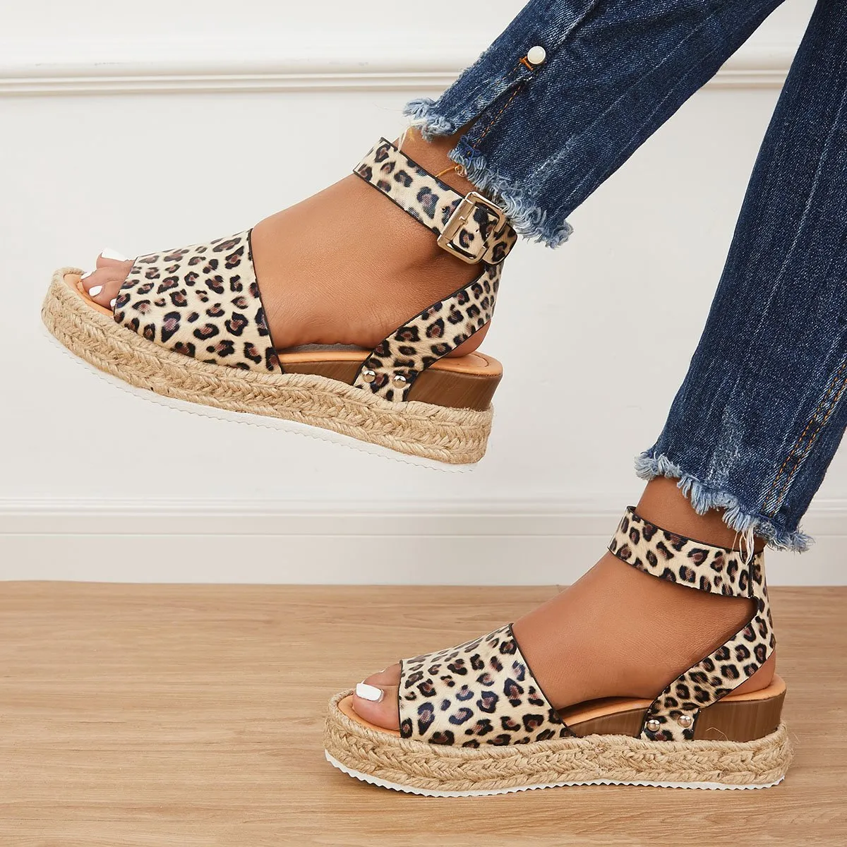 Sohiwoo  Imily Bela Womens Summer Flatform Sandals Casual Ankle Strap Espadrilles Wedges Open Toe Sandals