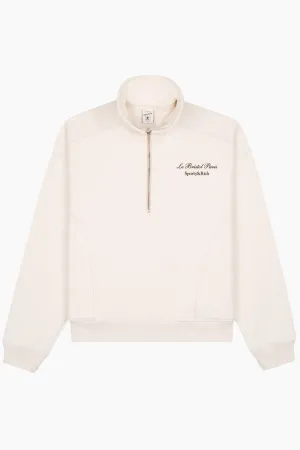 Sporty & Rich Faubourg Quarter Zip Sweatshirt - Cream/ Chocolate