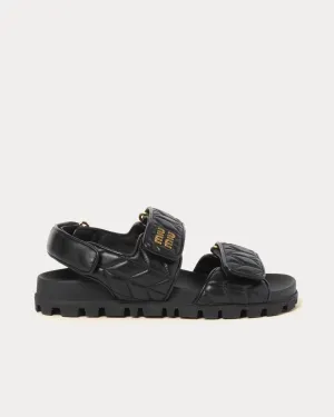 Sporty Matelassé Nappa Leather Black Sandals