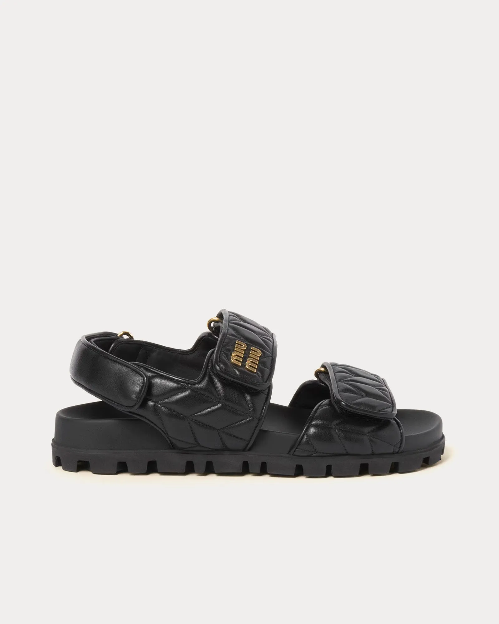 Sporty Matelassé Nappa Leather Black Sandals