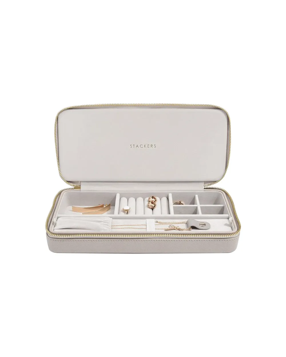 Stackers Sleek Necklace Zipped Travel Jewellery Box Taupe