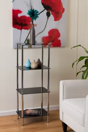 Stockholm 4-Tier Glass Rack-Black