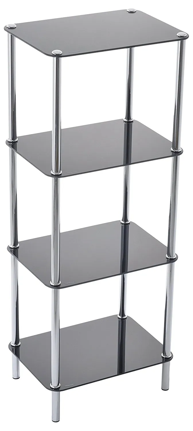 Stockholm 4-Tier Glass Rack-Black