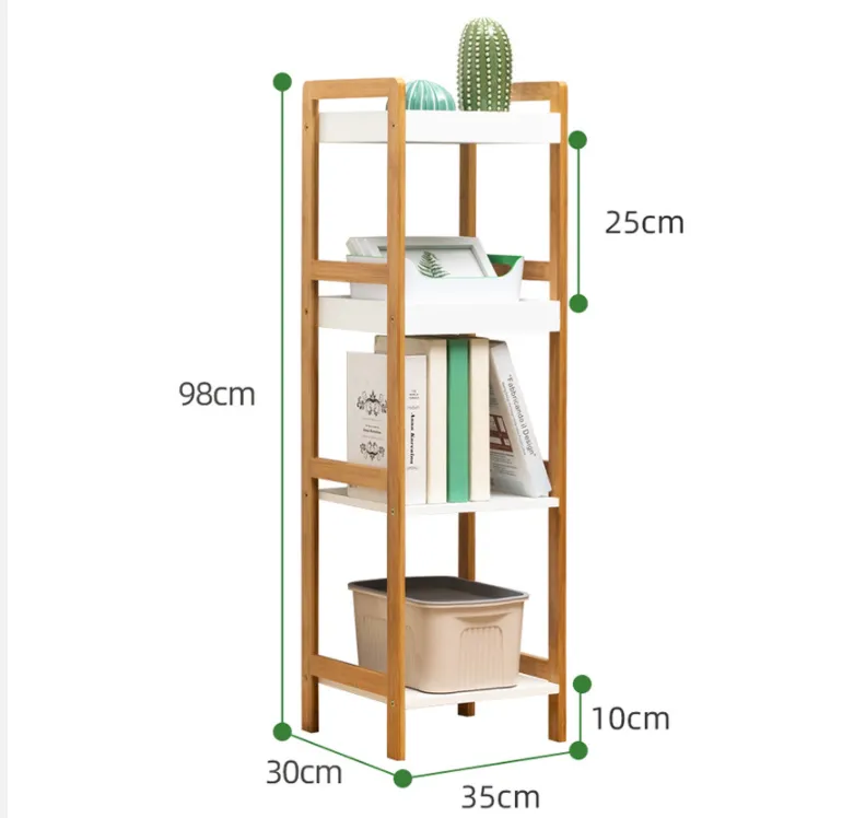 Storage Shelf Bamboo Display Rack 4 Tier