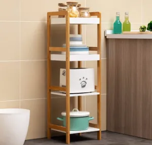 Storage Shelf Bamboo Display Rack 4 Tier