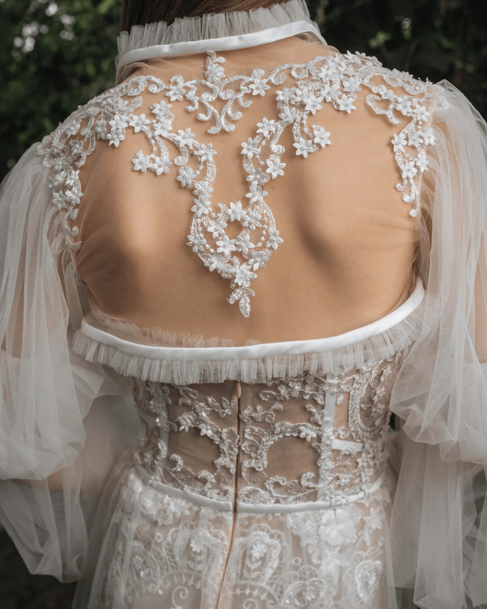 Strapless Sweetheart Neckline Wedding Dress with Convertible Sleeve - Floral Applique Dress with Tulle Plus Size - TESS