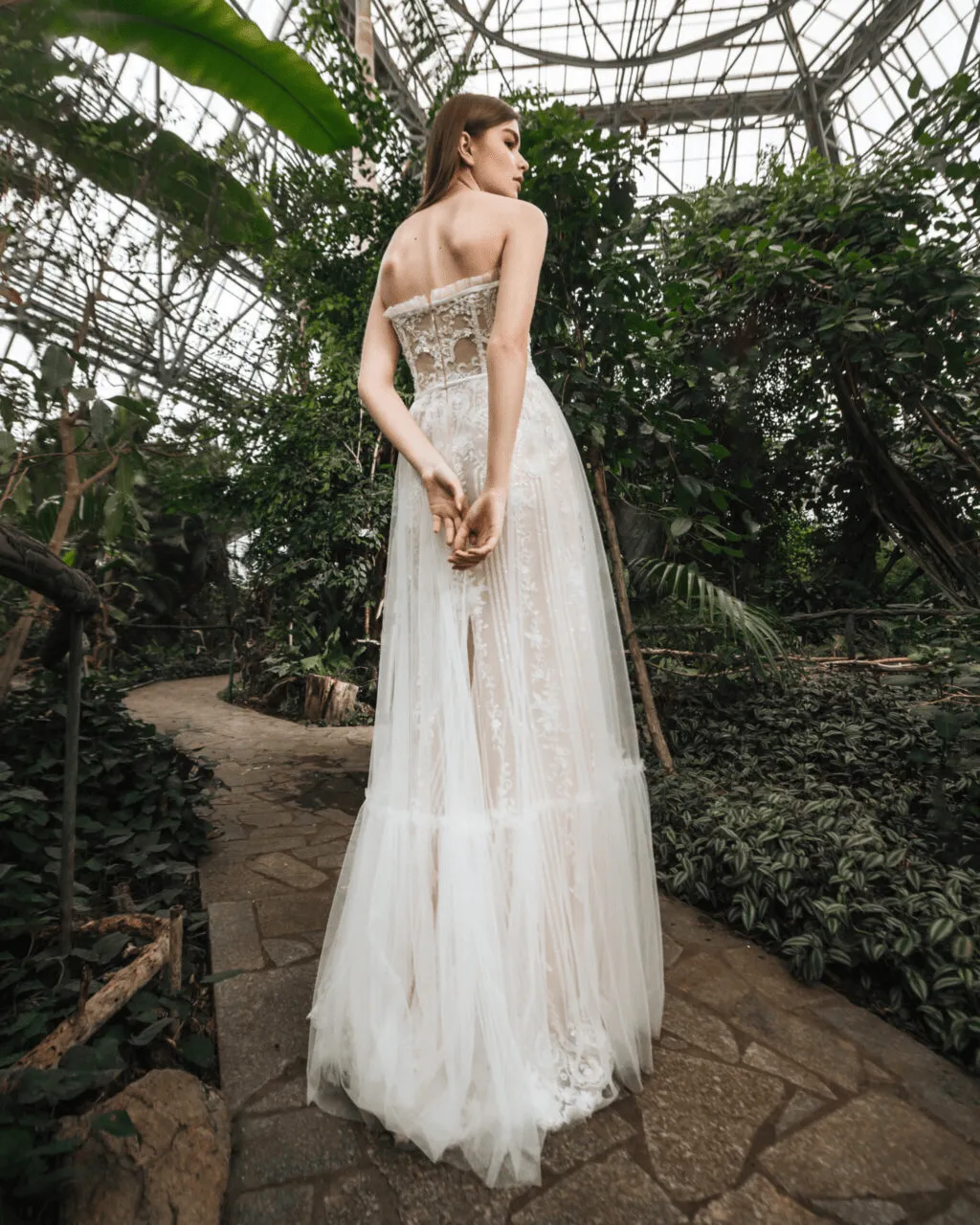 Strapless Sweetheart Neckline Wedding Dress with Convertible Sleeve - Floral Applique Dress with Tulle Plus Size - TESS