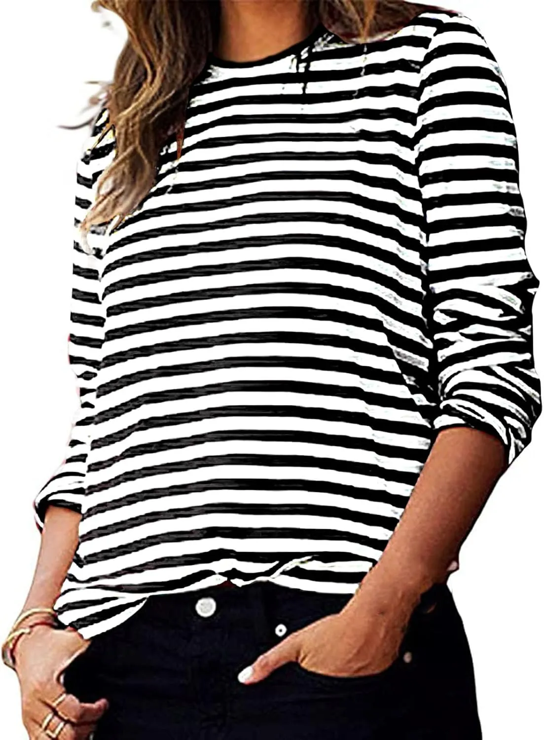 Stripe Sweatshirts for Women Long Sleeve Crew Neck Sweatshirt Color Block Sweatshirt Oversized Sweatshirt Pullover
