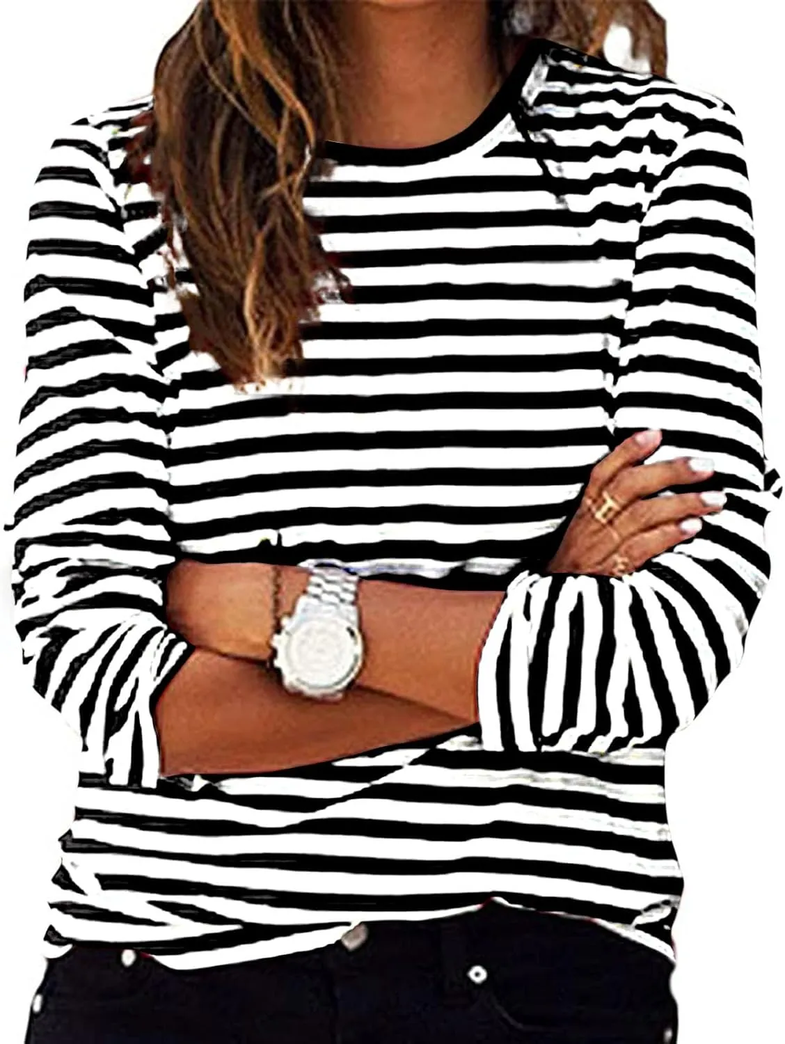 Stripe Sweatshirts for Women Long Sleeve Crew Neck Sweatshirt Color Block Sweatshirt Oversized Sweatshirt Pullover