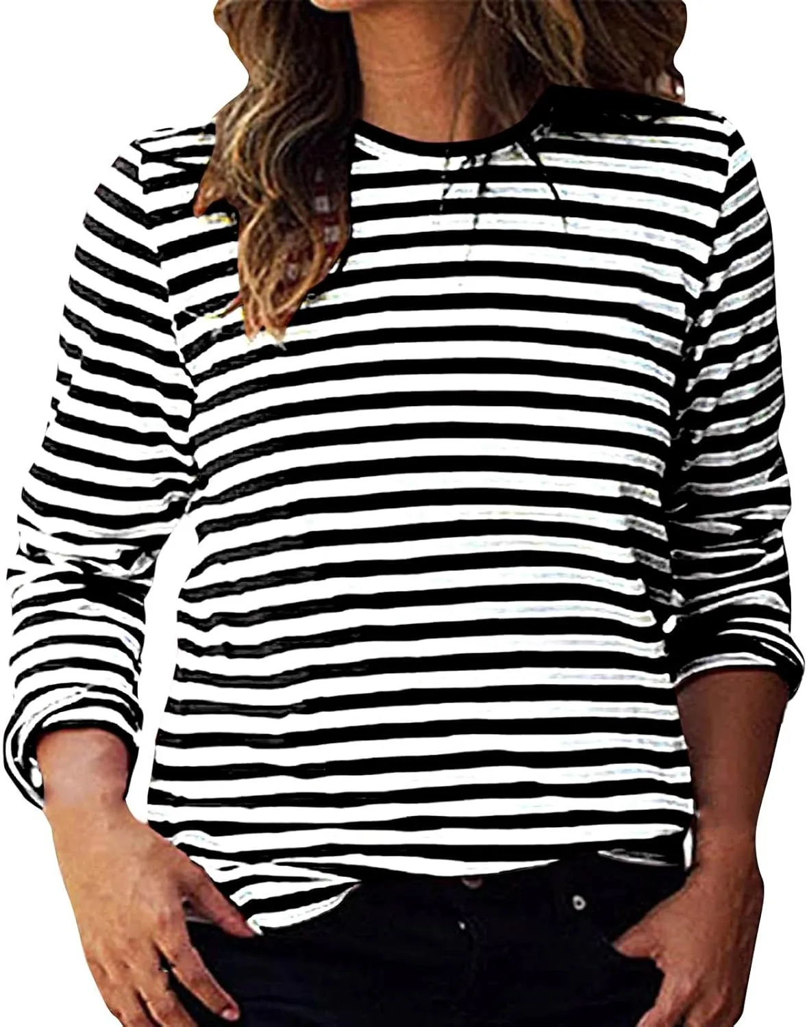 Stripe Sweatshirts for Women Long Sleeve Crew Neck Sweatshirt Color Block Sweatshirt Oversized Sweatshirt Pullover