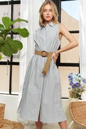 Striped Button Down Midi Dress