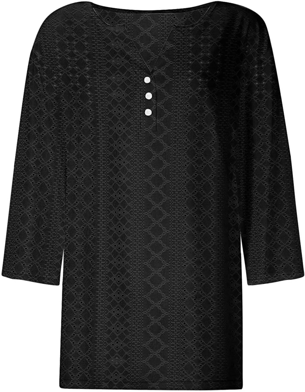 Summer Tops for Women 2025 Trendy 3/4 Sleeve v Neck Eyelet Shirts Dressy Casual Holiday Vacation Tunic Blouses