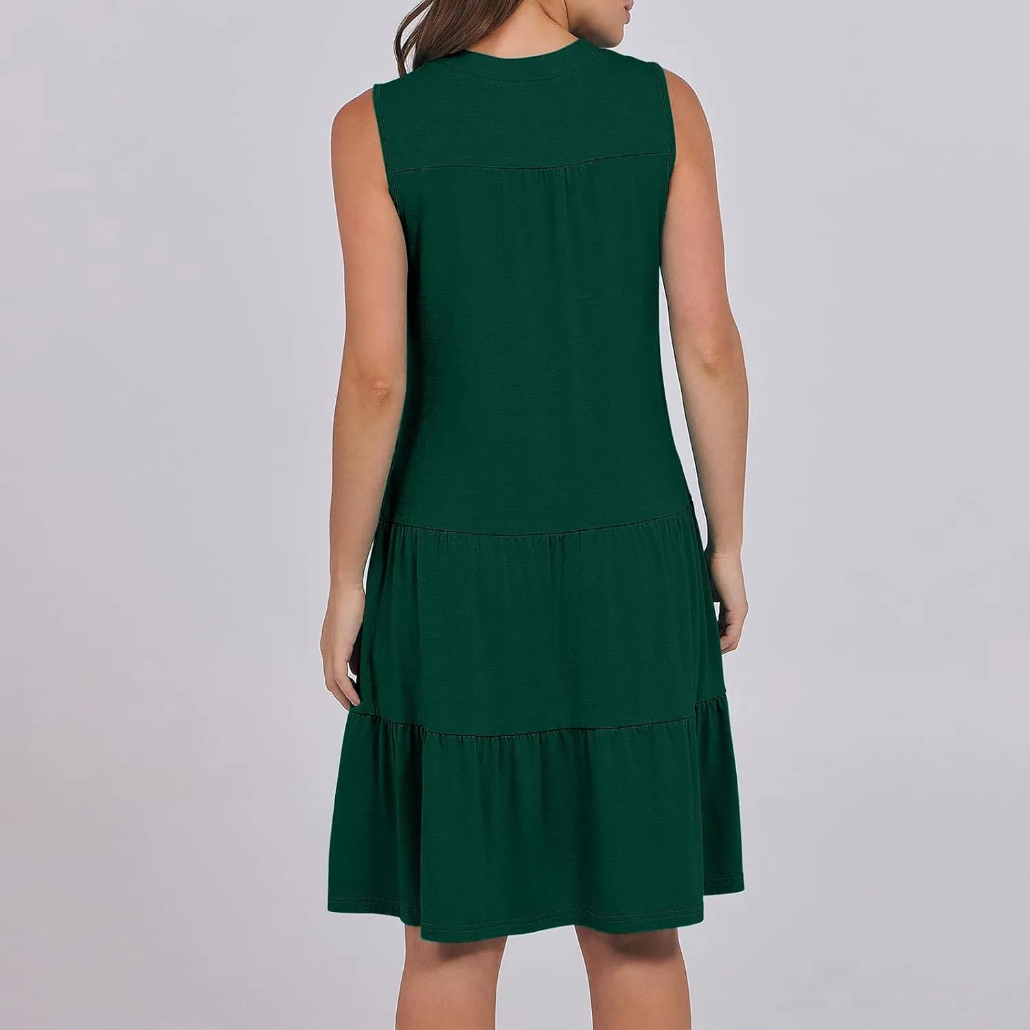 Sundresses for Women 2025 Mini Dress Summer Casual Dresses Sexy Sleeveless V Neck Dress Ruffle Vacation Beach Dresses