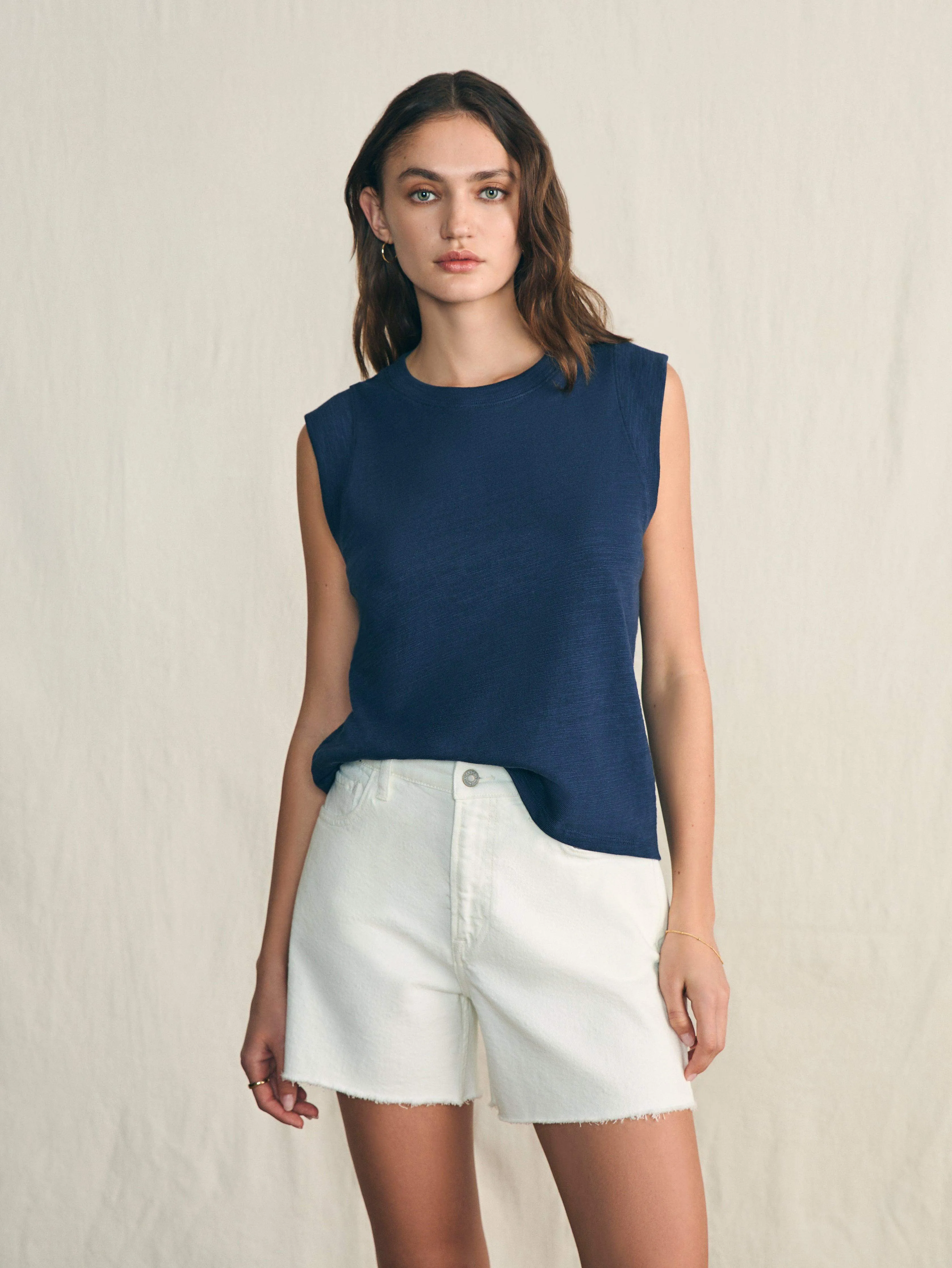 Sunwashed Slub Muscle Tank - Navy Blazer