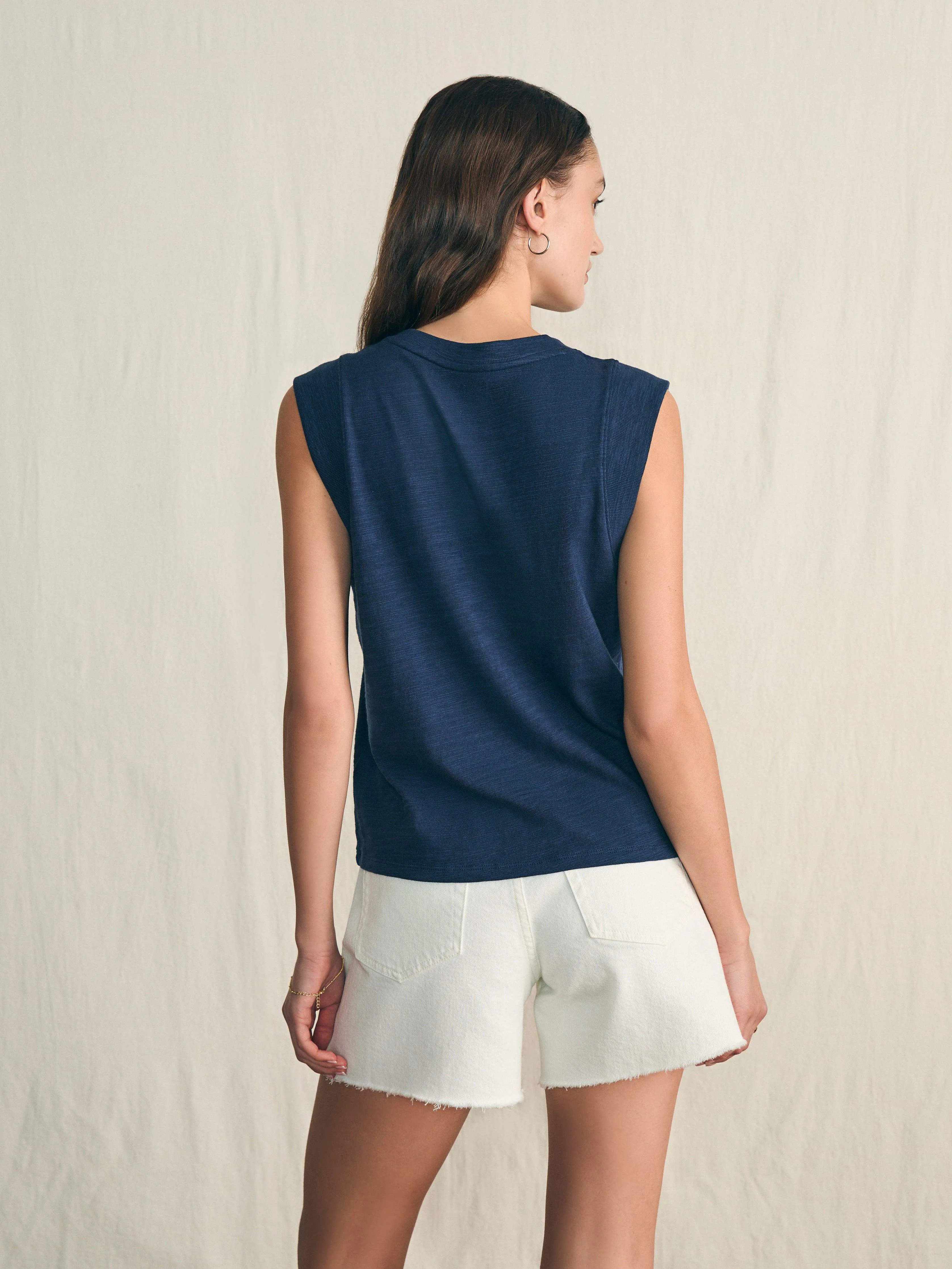 Sunwashed Slub Muscle Tank - Navy Blazer