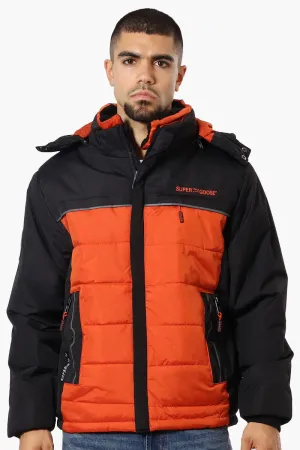 Super Triple Goose Contrast Detail Bubble Bomber Jacket - Orange