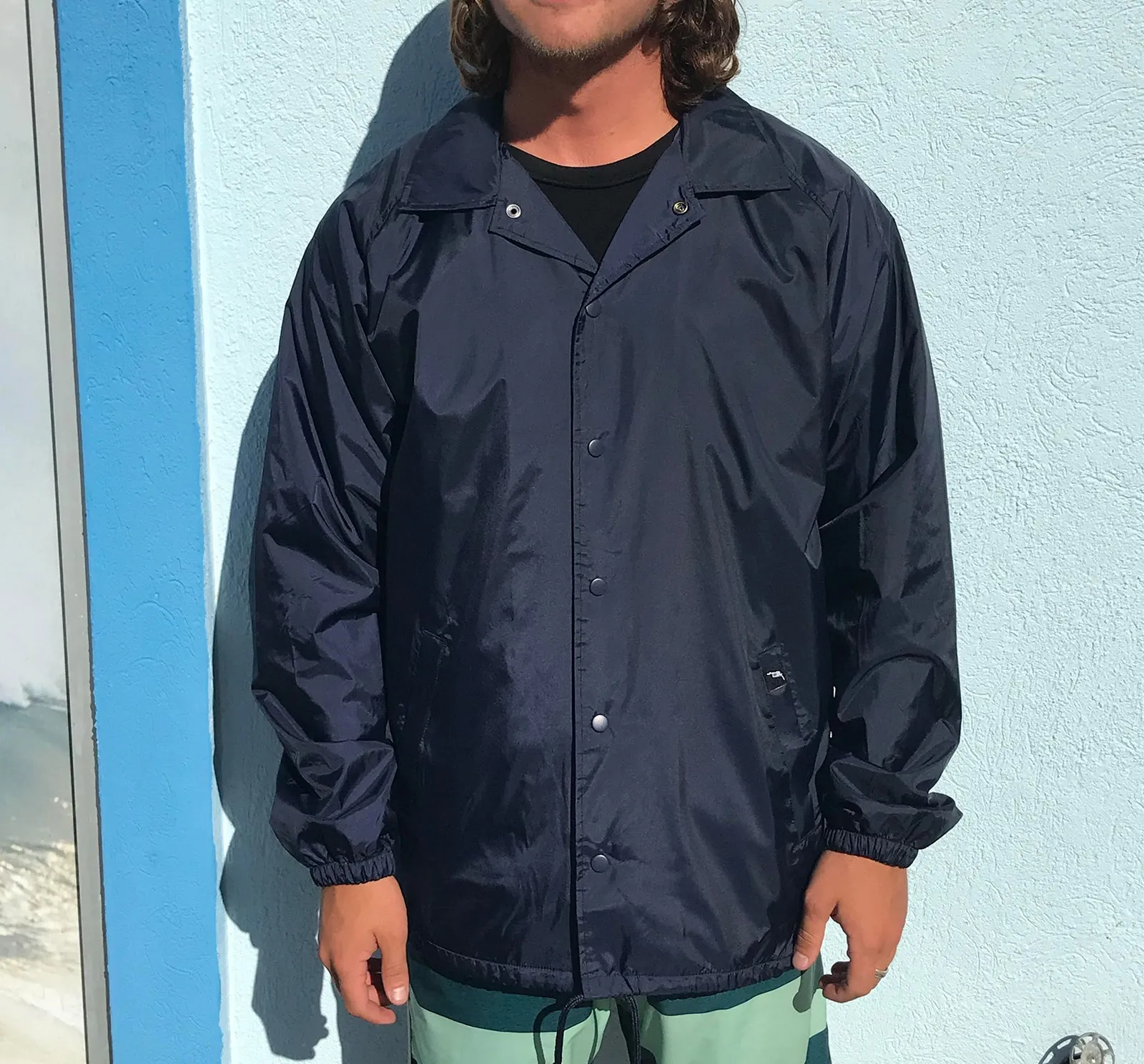 Surf Station Nylon Men's Windbreaker Jacket - Navy