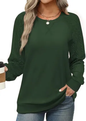 Sweatshirt for Women Crewneck 2025 Fashion Cable Knit Long Sleeve Loose Lightweight Sweater Fall Pullover Blouses Top