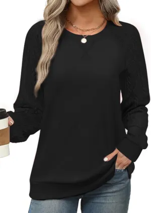 Sweatshirt for Women Crewneck 2025 Fashion Cable Knit Long Sleeve Loose Lightweight Sweater Fall Pullover Blouses Top