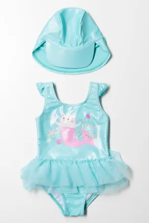 Swimsuit With Hat Teal