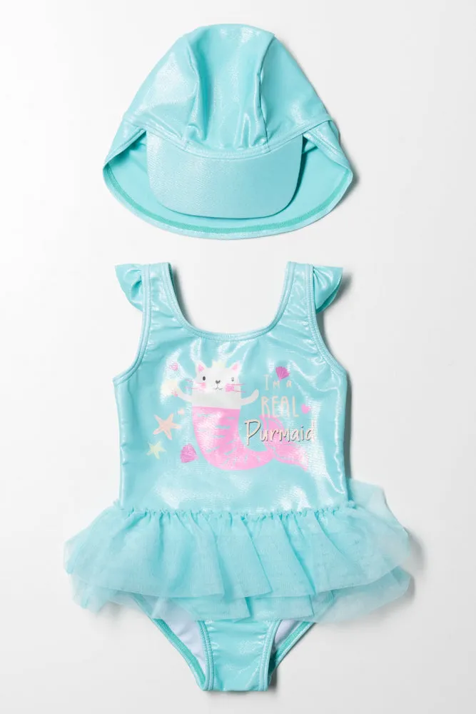 Swimsuit With Hat Teal
