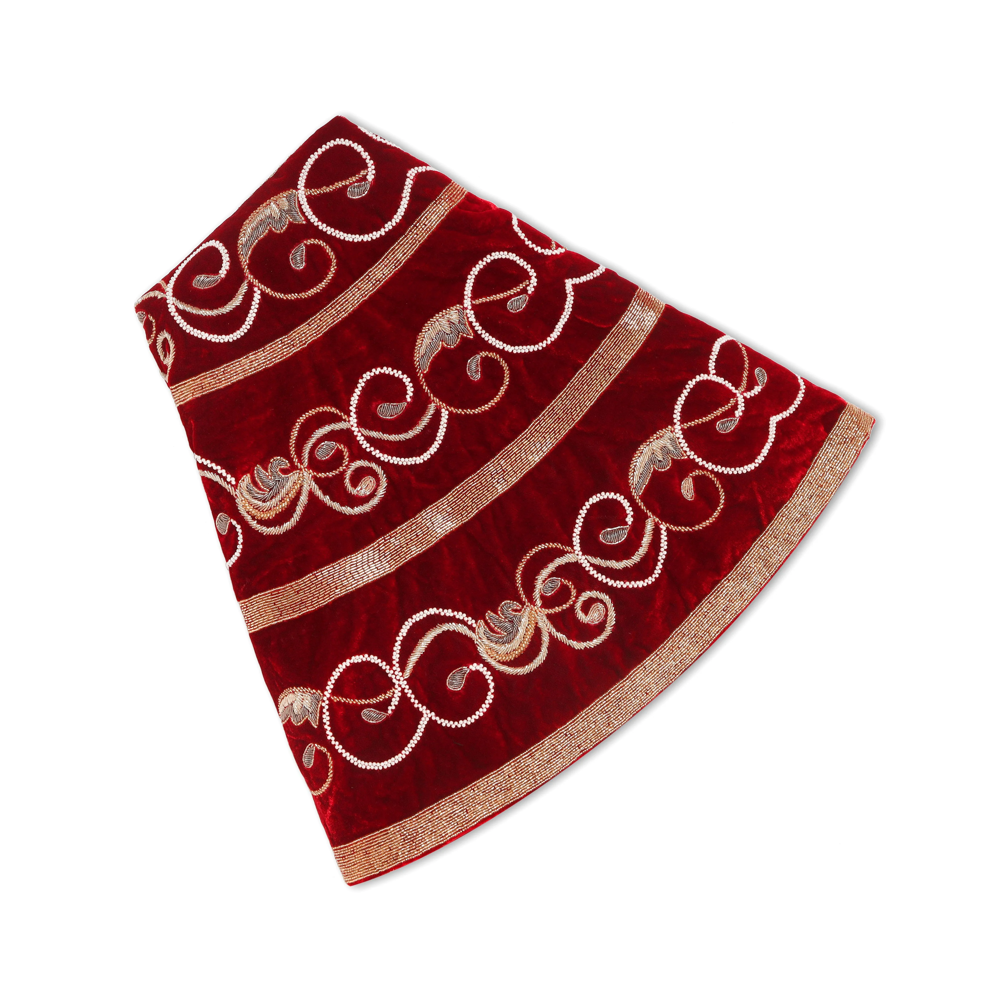 Swirl Charm - Red Velvet Christmas Tree Skirt