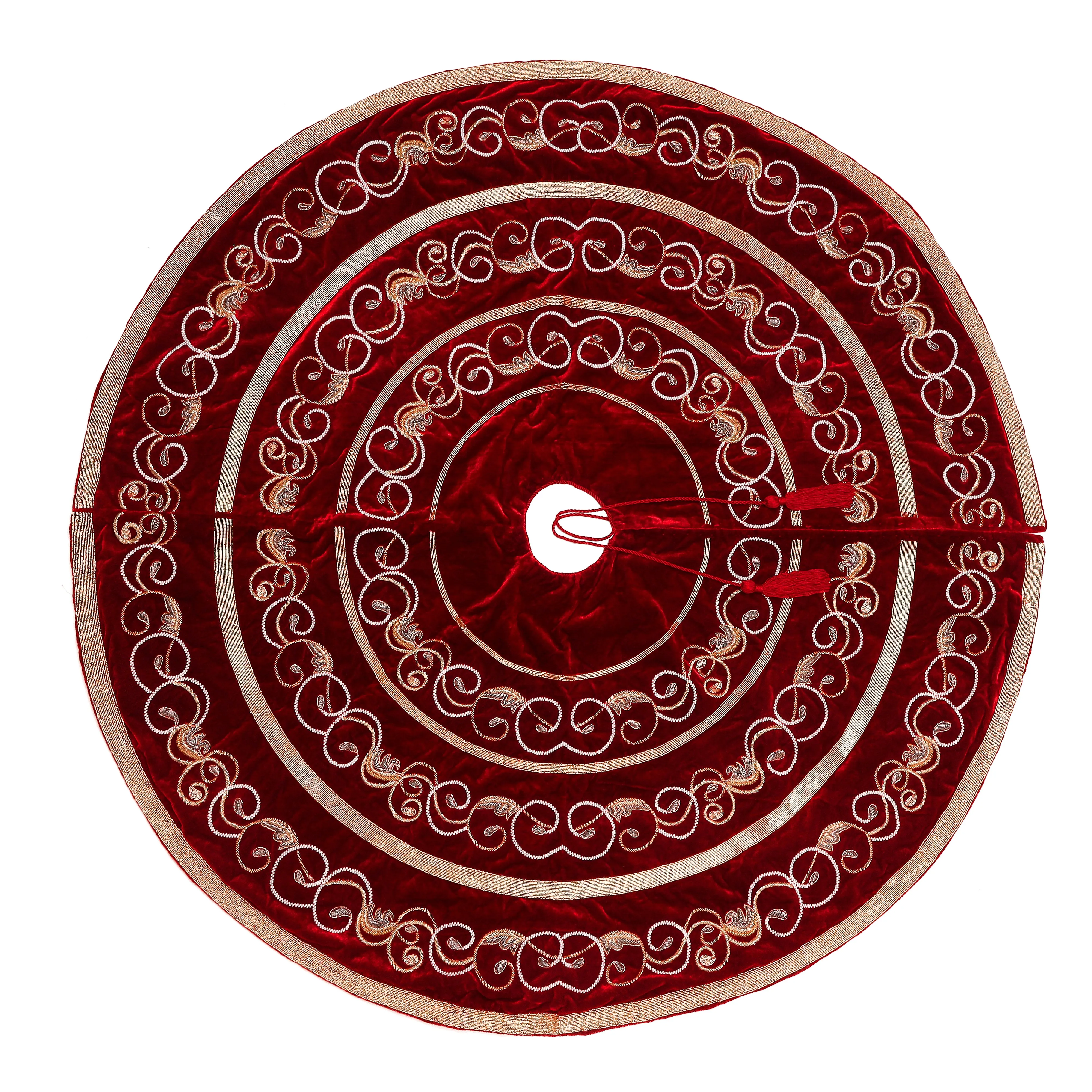 Swirl Charm - Red Velvet Christmas Tree Skirt