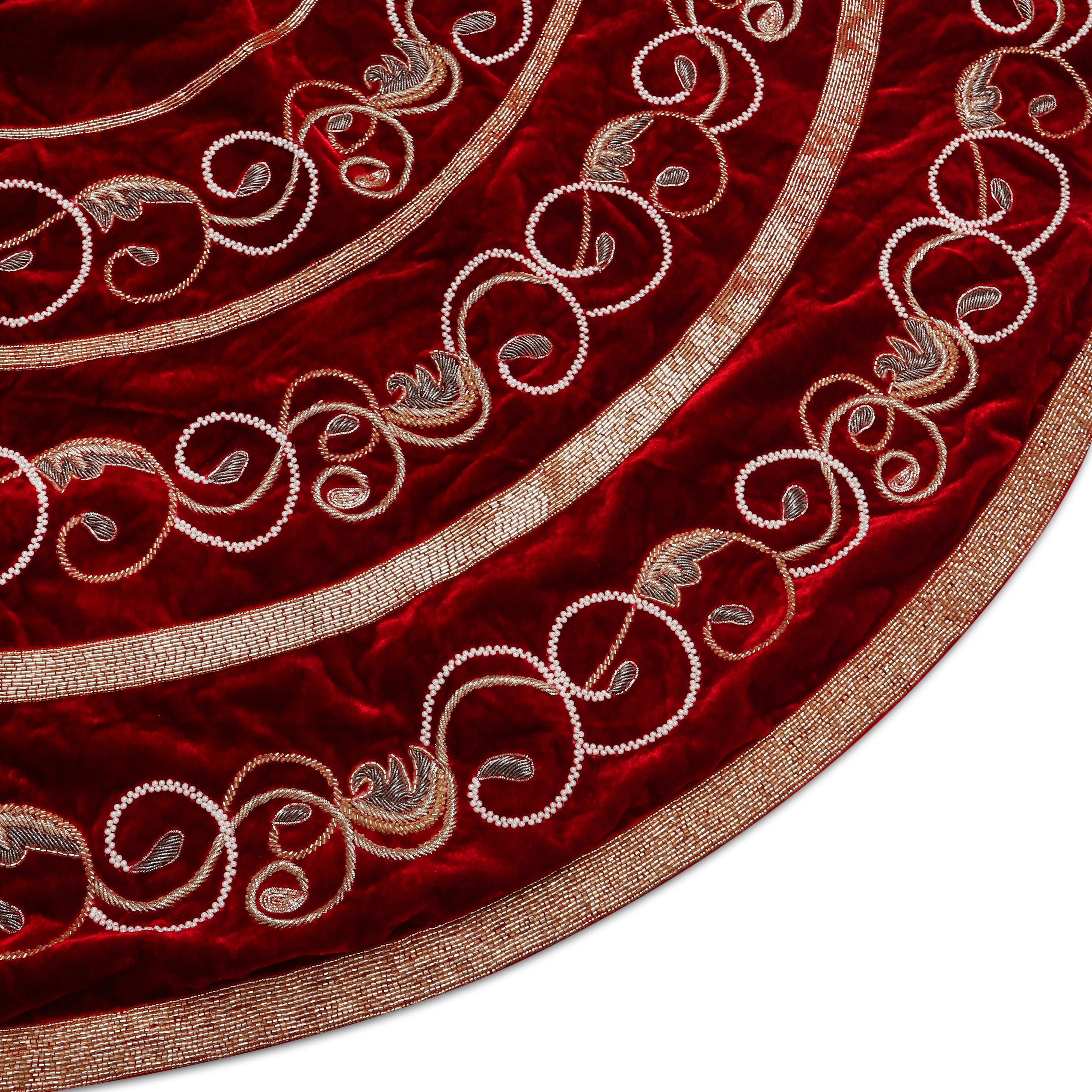Swirl Charm - Red Velvet Christmas Tree Skirt