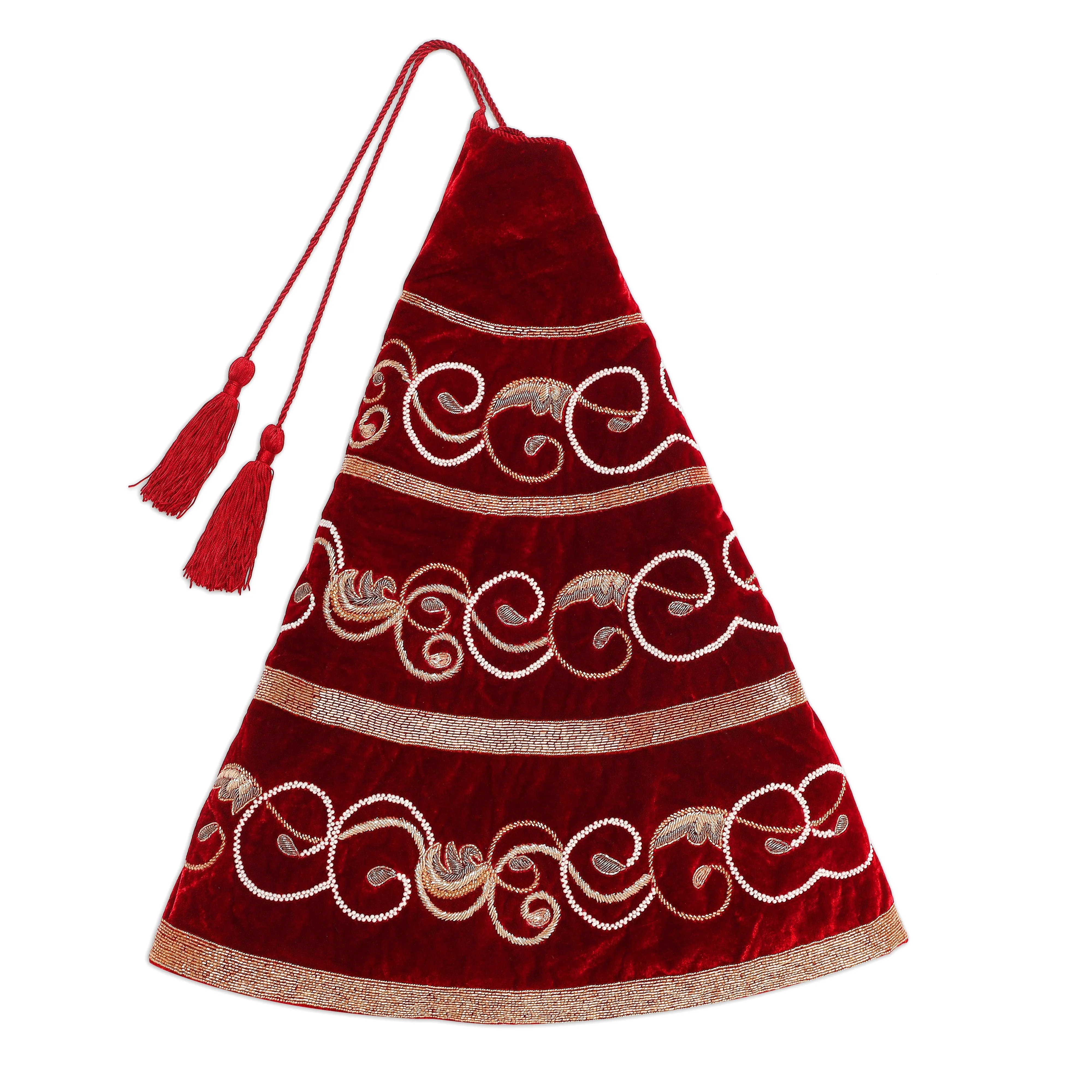 Swirl Charm - Red Velvet Christmas Tree Skirt