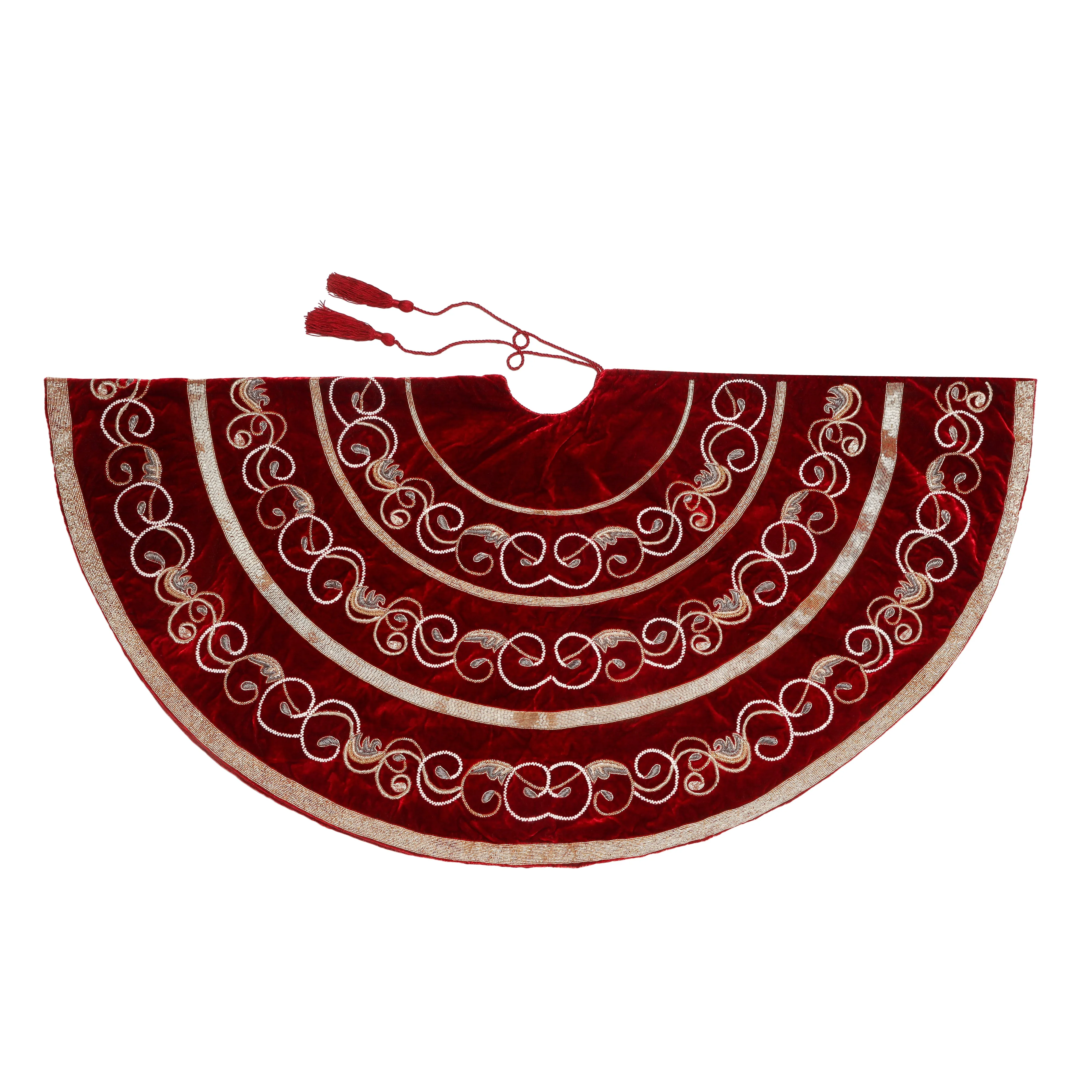 Swirl Charm - Red Velvet Christmas Tree Skirt