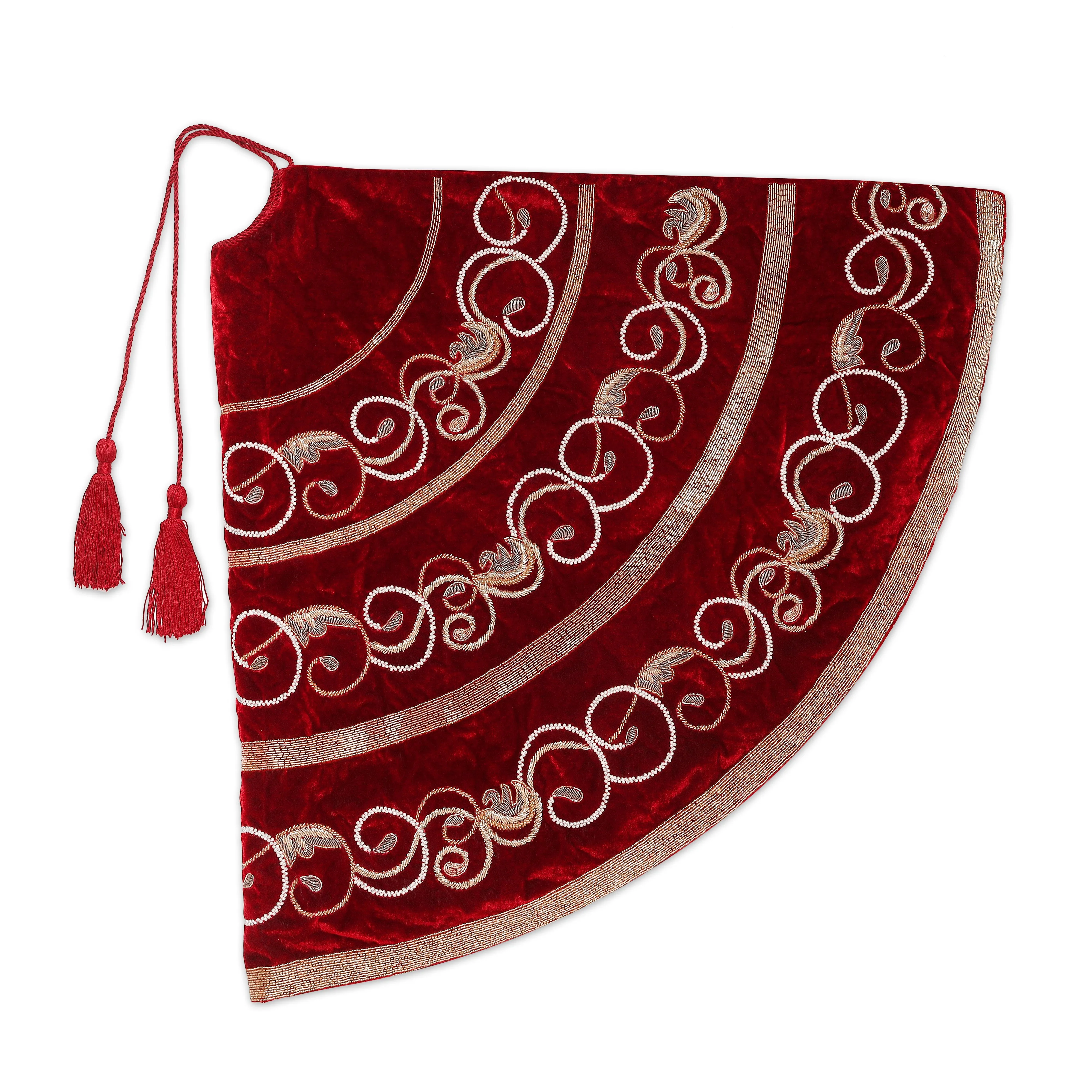 Swirl Charm - Red Velvet Christmas Tree Skirt