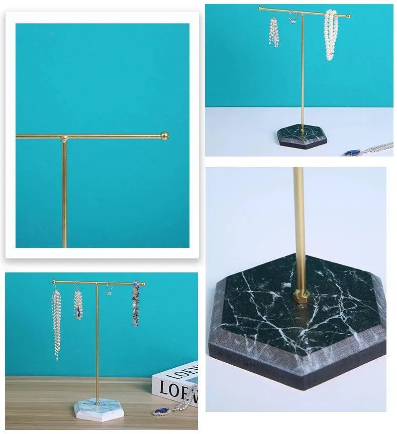 T-Shape Jewelry Holder, Chic Design, Durable Zinc Alloy, Versatile Use, Compact Size, Perfect for Necklaces & Bracelets