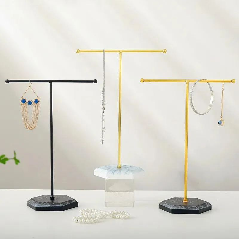 T-Shape Jewelry Holder, Chic Design, Durable Zinc Alloy, Versatile Use, Compact Size, Perfect for Necklaces & Bracelets