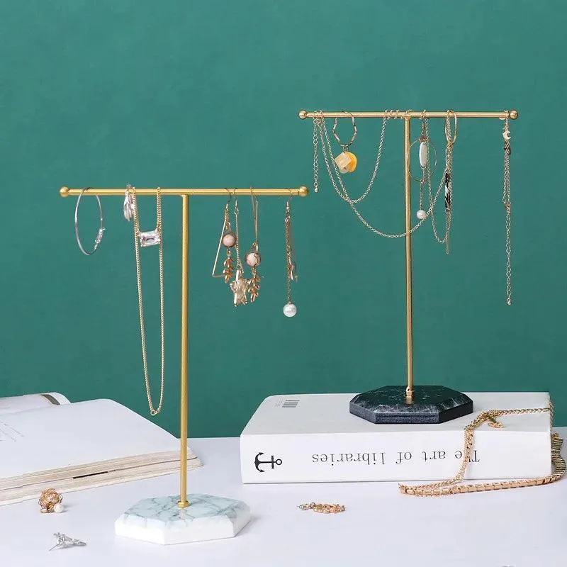 T-Shape Jewelry Holder, Chic Design, Durable Zinc Alloy, Versatile Use, Compact Size, Perfect for Necklaces & Bracelets
