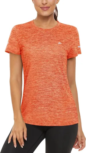 TACVASEN Women's Athletic T Shirts Short Sleeve Quick Dry Hiking Shirts Crew Neck Running Workout Tops Fitness