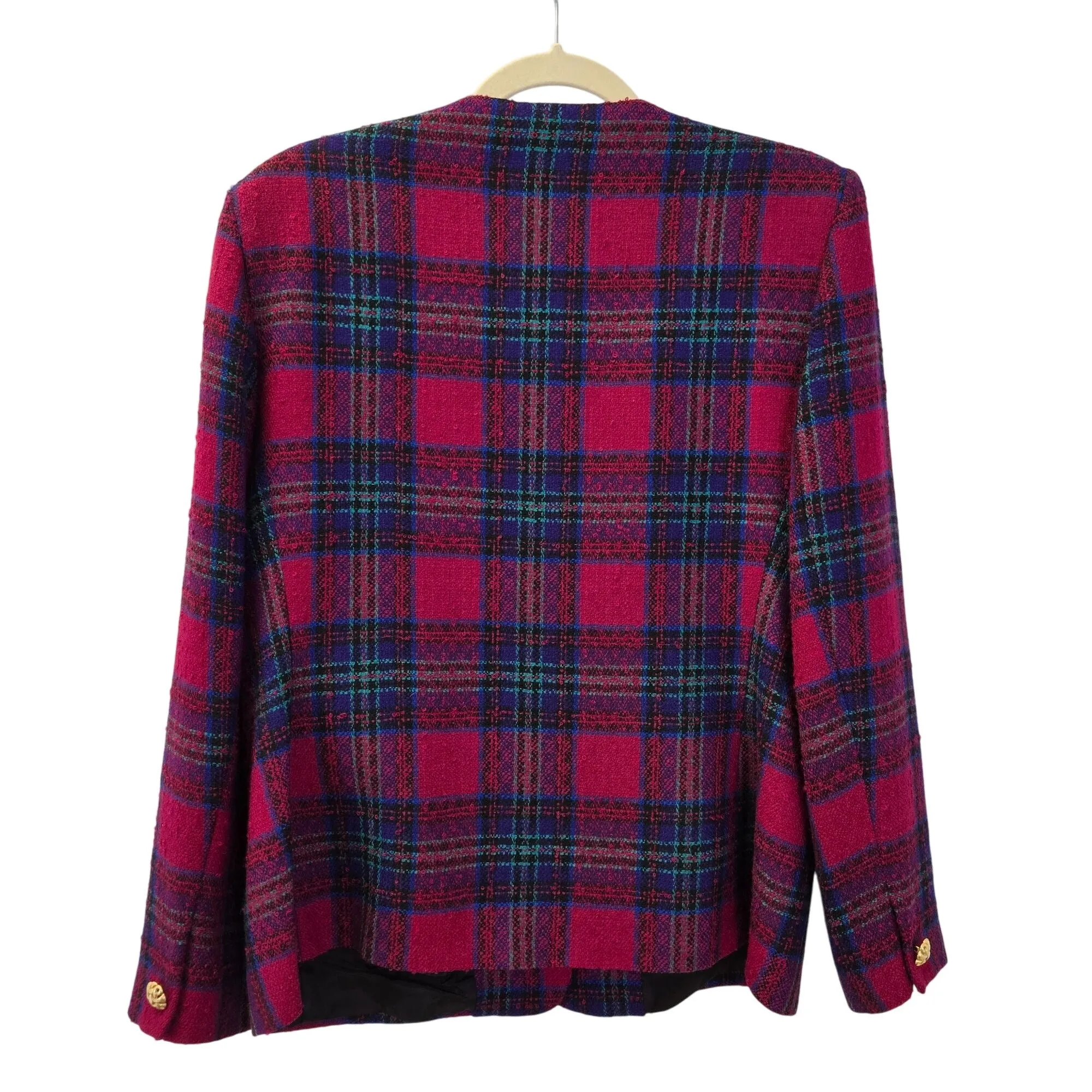 Talbots Petites Wool Blend Plaid Button Front Blazer Jacket Size 14P