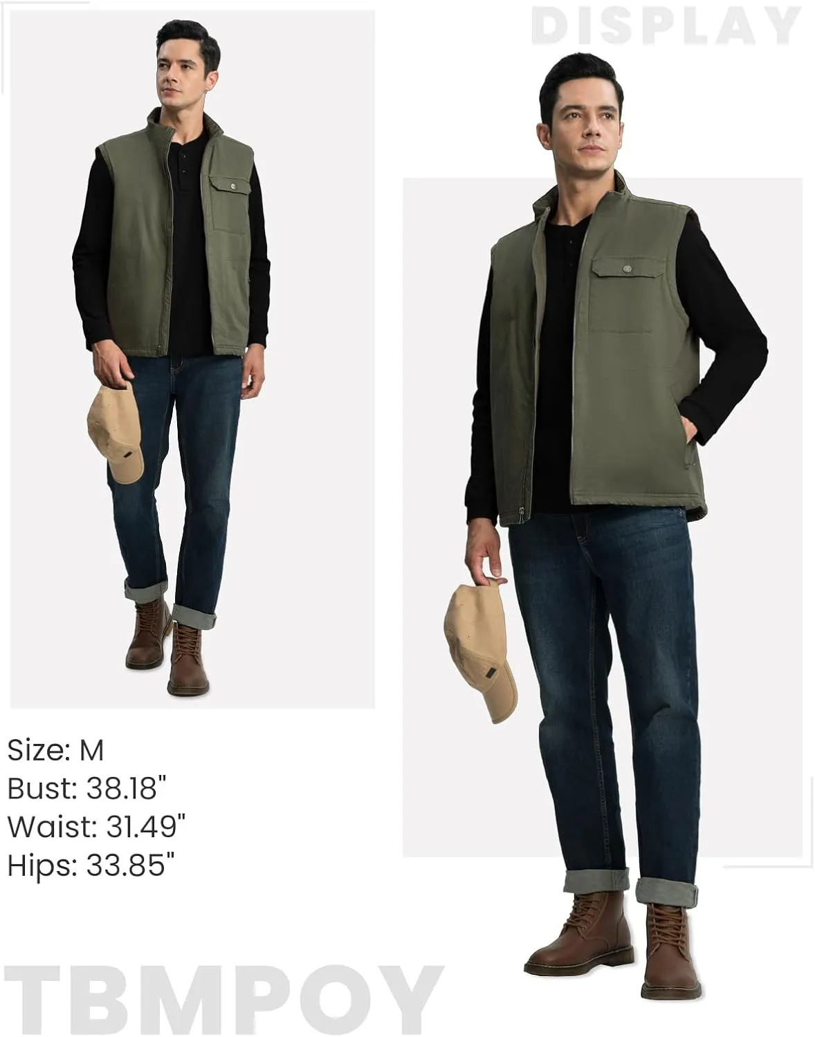 TBMPOY Men's Henley Shirts Golf Long Sleeve Shirts Moisture Wicking Button Loose Fit with Pockets Quick Dry