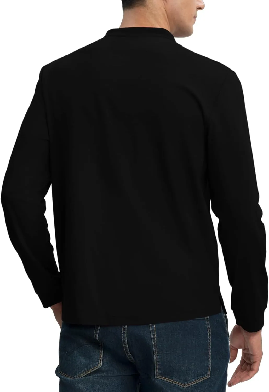TBMPOY Men's Henley Shirts Golf Long Sleeve Shirts Moisture Wicking Button Loose Fit with Pockets Quick Dry