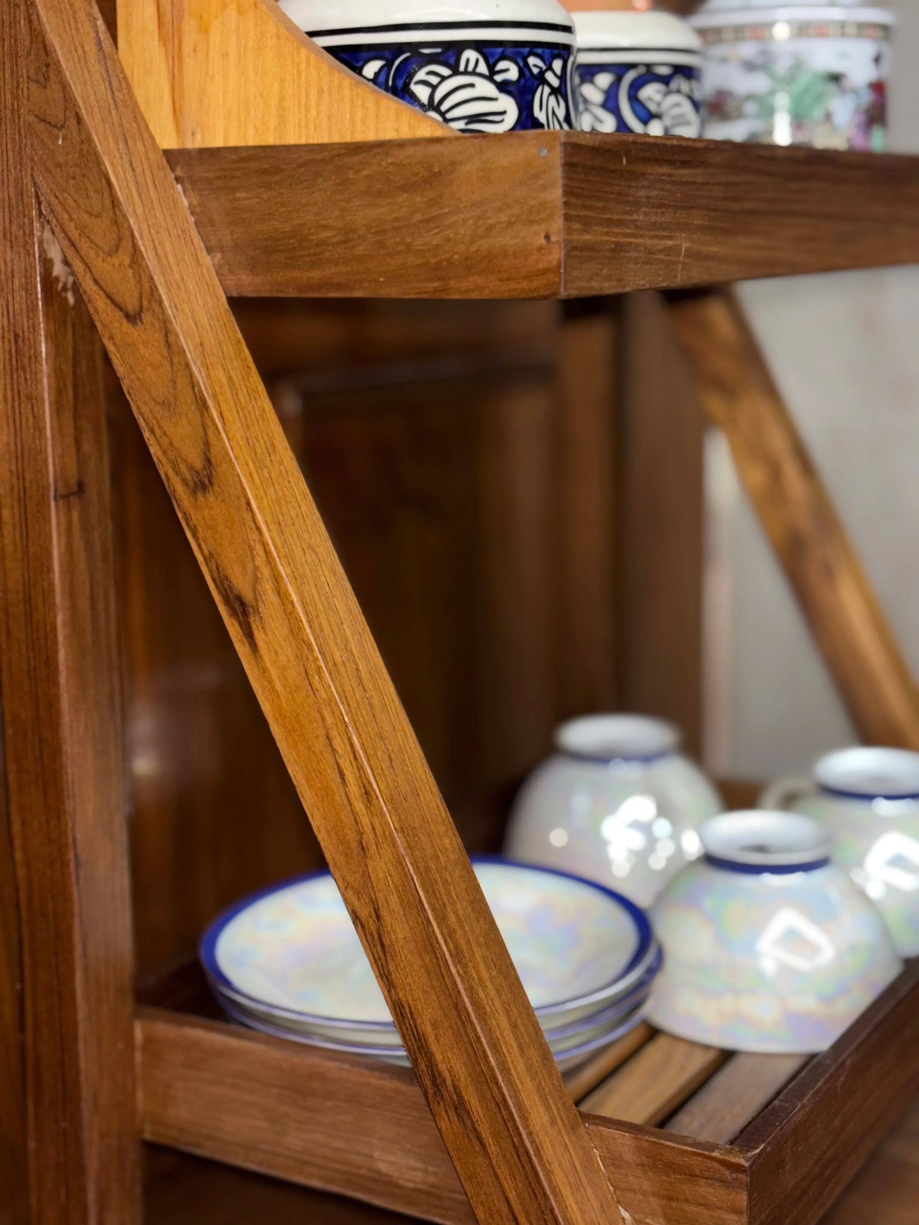 Teak Wood Two Shelf Multi-Purpose Rack