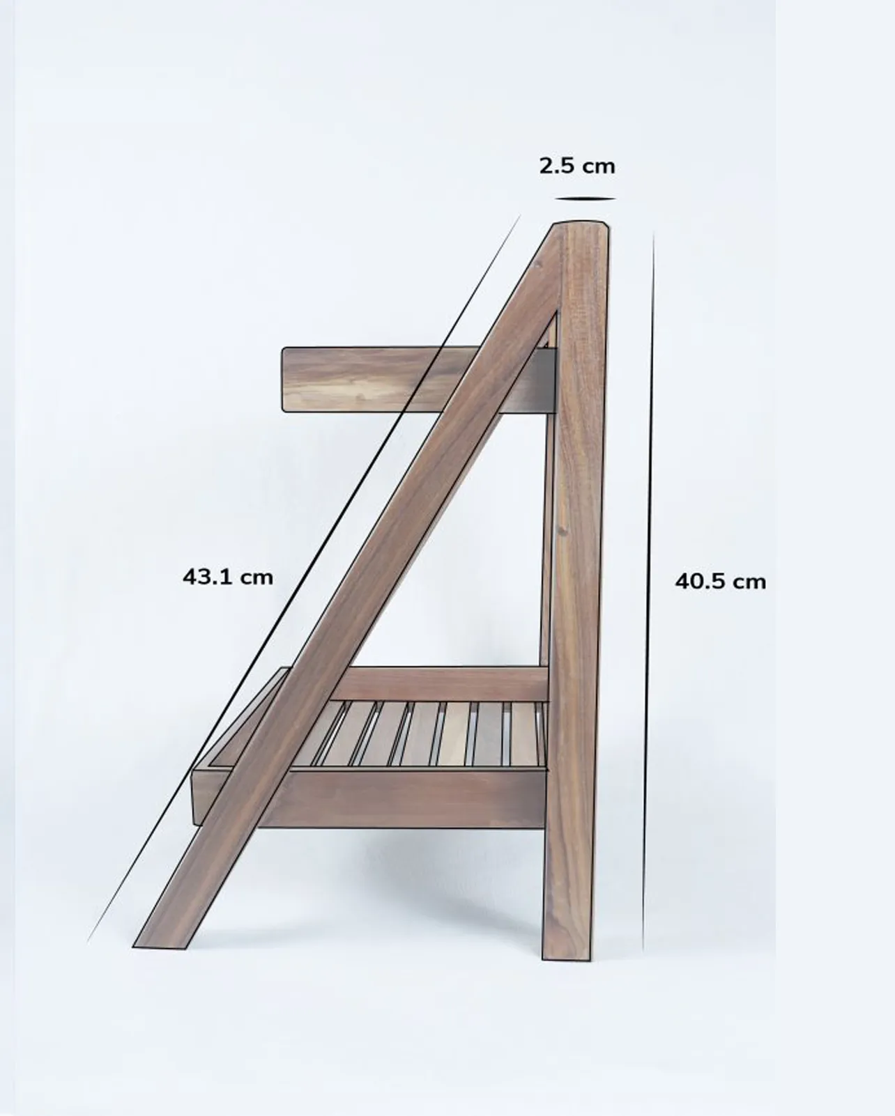 Teak Wood Two Shelf Multi-Purpose Rack
