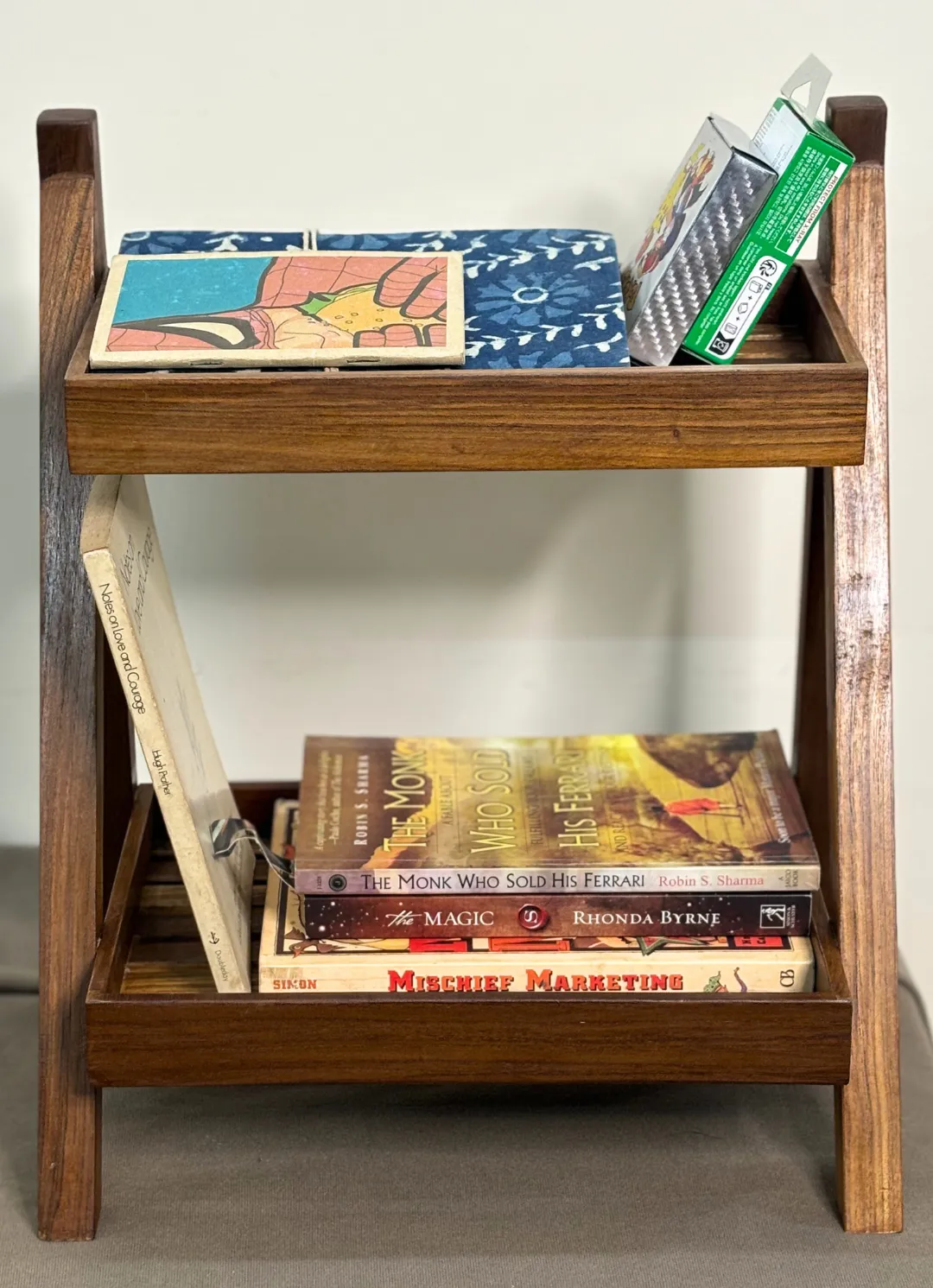 Teak Wood Two Shelf Multi-Purpose Rack