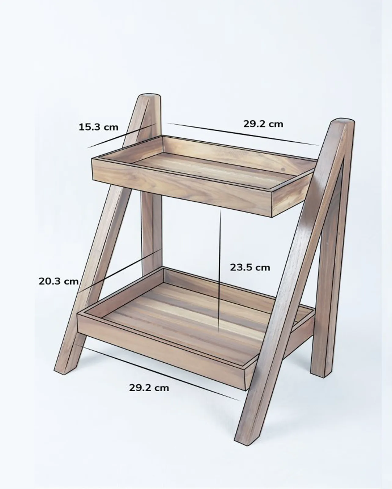 Teak Wood Two Shelf Multi-Purpose Rack