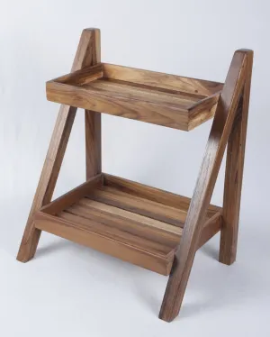 Teak Wood Two Shelf Multi-Purpose Rack