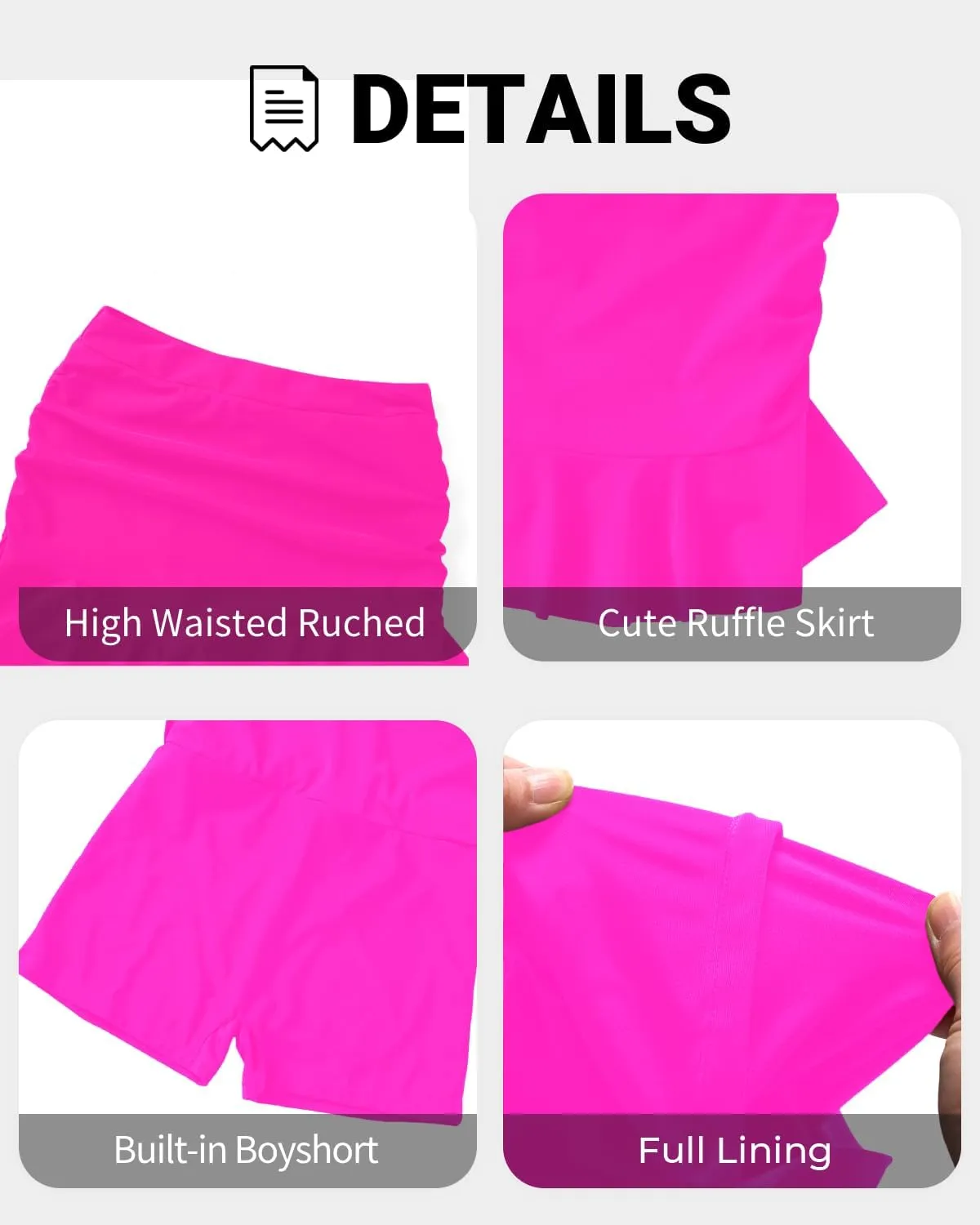 Tempt Me Women High Waisted Swim Skirts - Ruched Ruffle Bathing Suit Skirt with Short Tummy Control Swimsuit Bottoms 2025