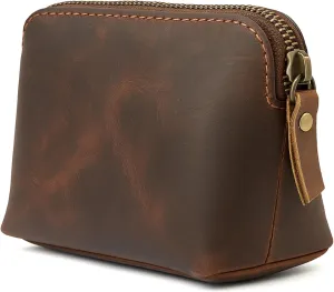 The Antiq Leather Cosmetic Bags Make Up Bags for Women - Handmade Makeup Case Small Makeup Bags Jewelry Coin Pouch, Toiletry Bag for Men, Travel Cosmetic Pouch For Purse